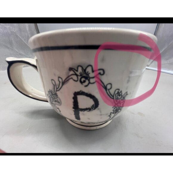 Katie mandy mug cup white blue dots stripes 3.5x5.5" READ - Picture 8 of 16